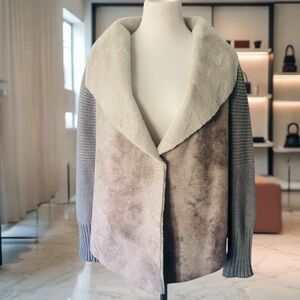 AMS PURE WOOL FAUX LEATHER JACKET SIZE 8